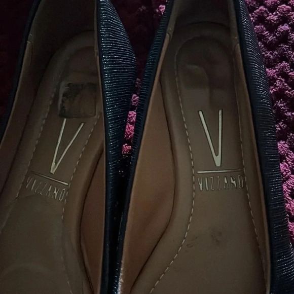 Vizzano black shiny embossed Lizard leather  pointy toe Flats Sz 37 - Picture 6 of 16